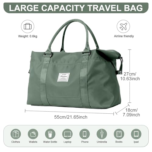 BJLFS Womens travel bags, weekender carry on for women, sports Gym workout duffel bag, overnight shoulder Bag fit 15.6 inch Laptop (Large, Olive Green) - Image 3