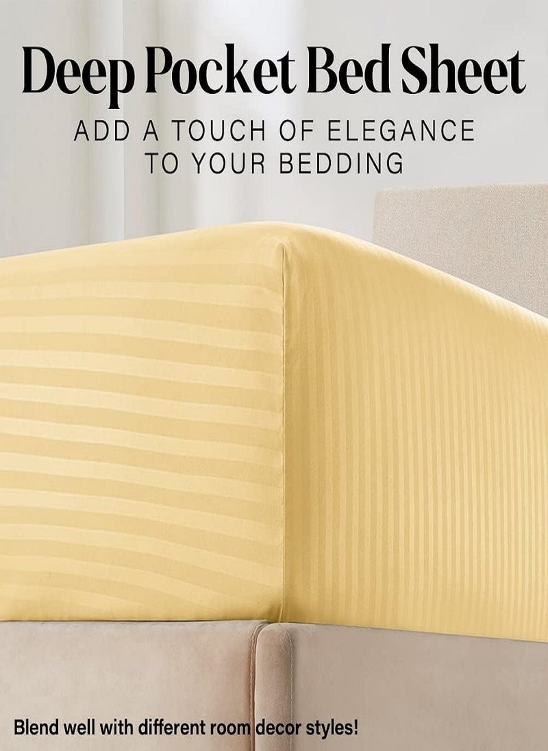 Blueberry Premium Quality Striped Bed Sheet Sets 100% Cotton 3 Piece Set Deep Pocket 180x200+20cm  - Image 2