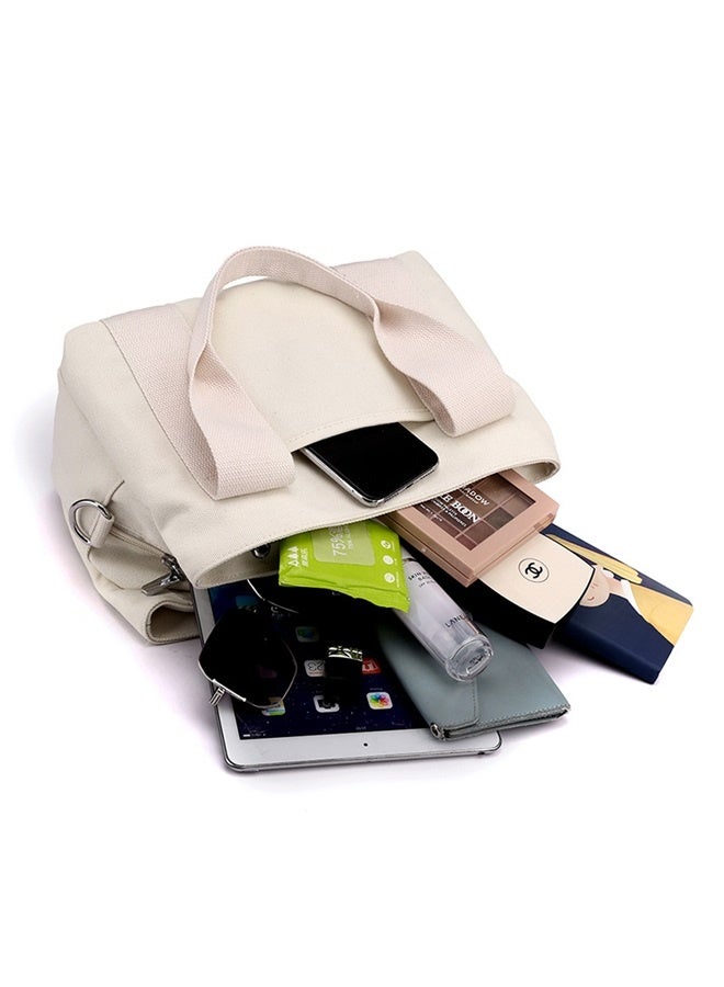 Canvas Messenger bags for women,Tote Crossbody Shoulder Bag Satchel Purse-Off white  - Image 4