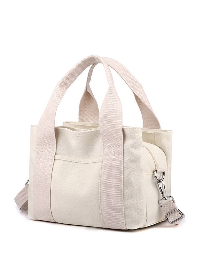 Canvas Messenger bags for women,Tote Crossbody Shoulder Bag Satchel Purse-Off white  - Image 2