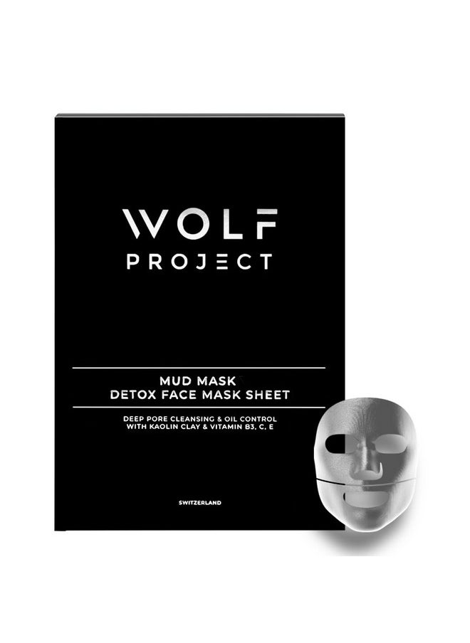 The Wolf Project - Wolf Project Korean Face Mask Gentle Mud Mask With Pore Minimizer Serum Vitamin B3 Vitamin C Vitamin E Oil Control. Deep Facial Cleansing For All Skin Types And Acne Prone Skin 5 Pack - Image 1