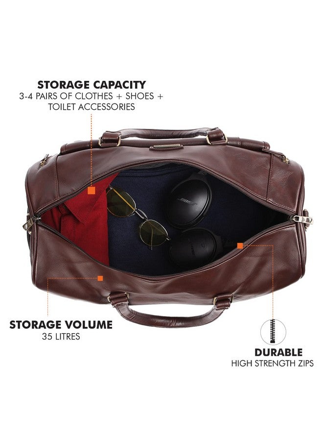 Fur Jaden Weekender Premium Duffle Bag with Shoe Pocket for Travel for Men and Women Made of Faux Leather with Attachable Shoulder Strap Cabin Holiday Bag (Brown) - Image 4