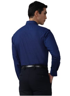 Peter England Peter England Men's Solid Regular Fit Shirt (PESFMNUBB98928_Navy 44)  - Image 3