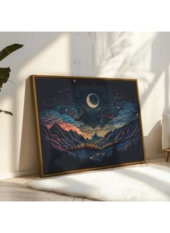 Home Gallery Illustration Night Sky With Stars Moon Constellation Framed Wall Art  - Image 1