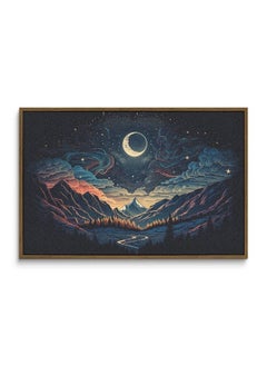 Home Gallery Illustration Night Sky With Stars Moon Constellation Framed Wall Art  - Image 2