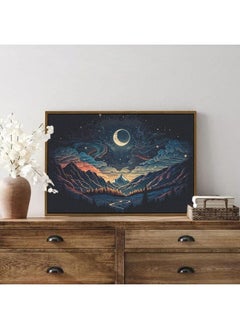 Home Gallery Illustration Night Sky With Stars Moon Constellation Framed Wall Art  - Image 3