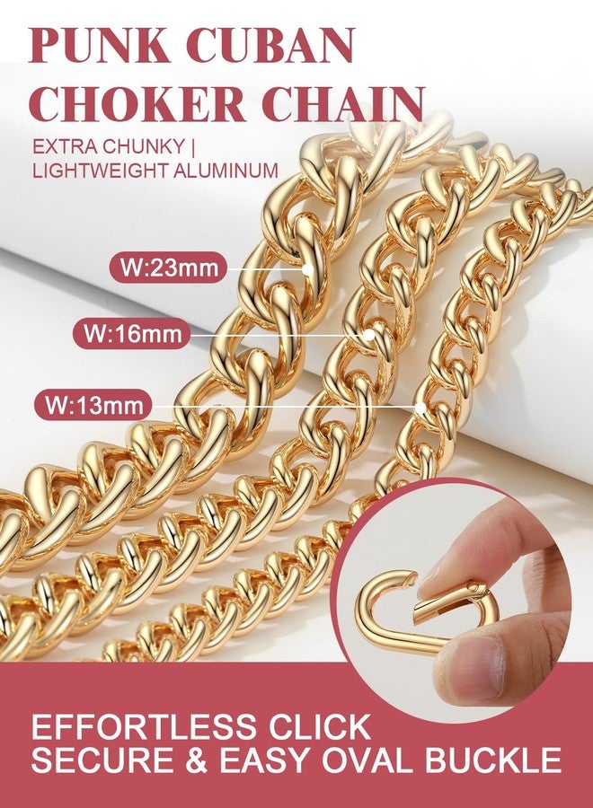 FOCALOOK Chunky Gold Cuban Curb Link Chain Necklace, 16 mm Lightweight Thick Chain Necklace, Chunky Statement Necklaces 22 Inch - Image 4