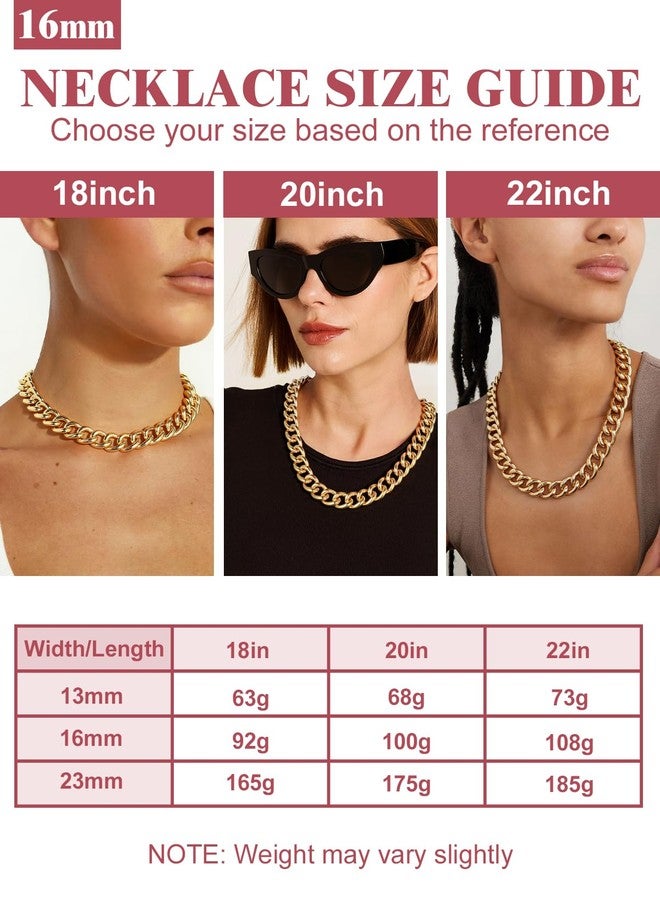 FOCALOOK Chunky Gold Cuban Curb Link Chain Necklace, 16 mm Lightweight Thick Chain Necklace, Chunky Statement Necklaces 22 Inch - Image 5
