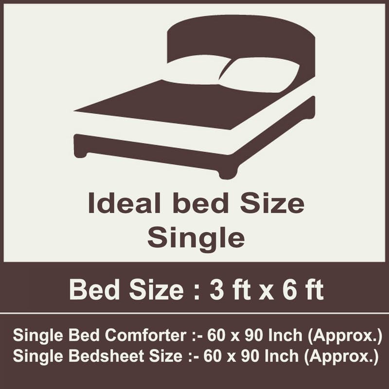 DREAMVIO Polycotton Printed 120 TC Comforter & Bedsheet Single Bed Bedding Set, Queen Size (60x90 inch), Yellow & Grey, 3 Pieces - Image 5