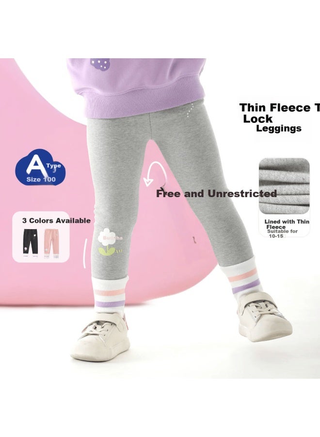 Bobdog Girls' Thermal Cotton Fleece-lined Leggings Autumn Winter Thin Warm Versatile Outerwear Pants For Kids - Image 1