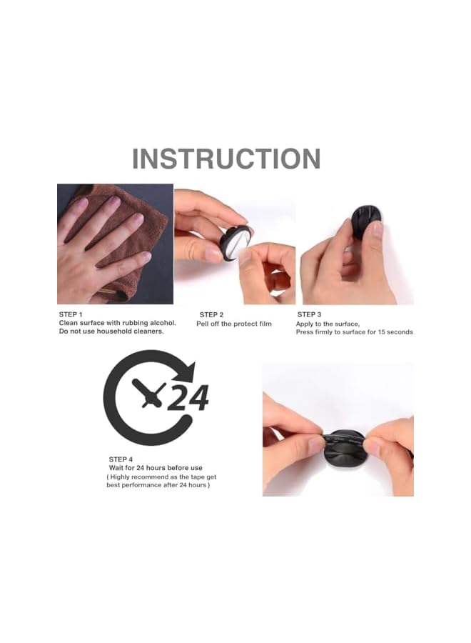 Green Tiger Cable Clips, 16 Pack Black Self Adhesive Cord Holder, Ideal Cable Management Cord Organizer Wire Keeper for Desk, Nightstand, Phone Charger, Computer, Home, Office, Car - Image 4