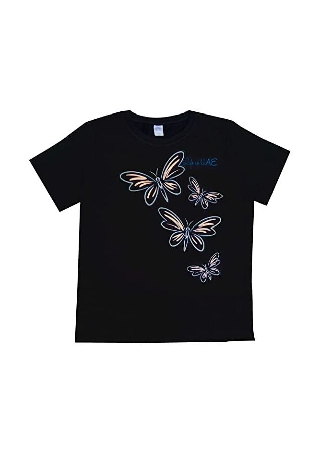 Del Sol Color Change Delsol Color Change Women's T-Shirt Silver Butterfly Crew Black - Image 2