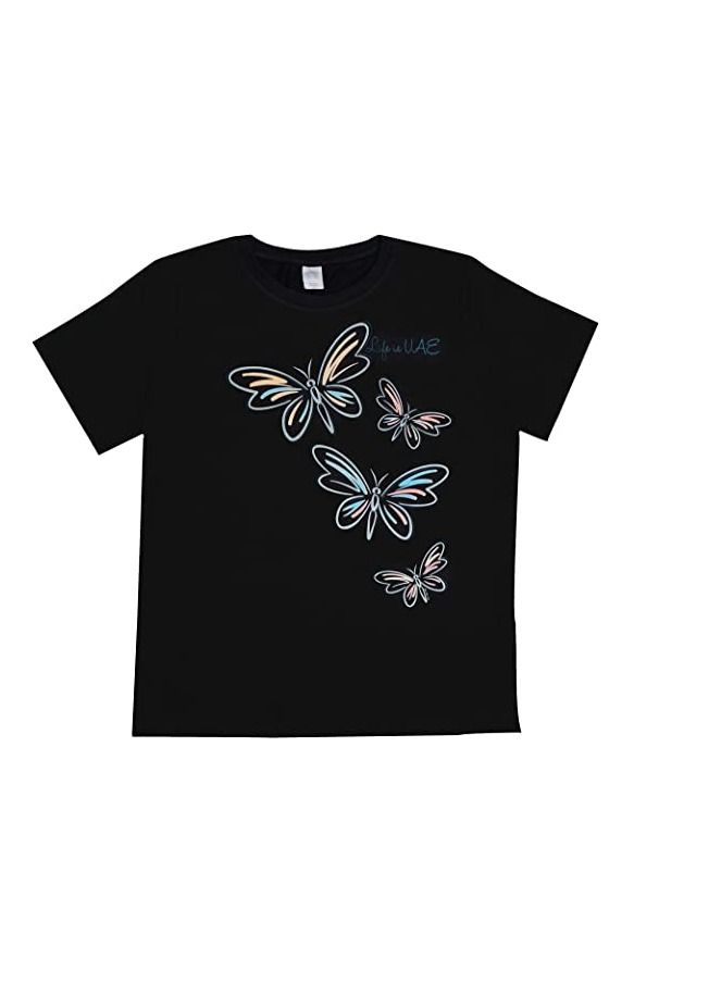 Del Sol Color Change Delsol Color Change Women's T-Shirt Silver Butterfly Crew Black - Image 1