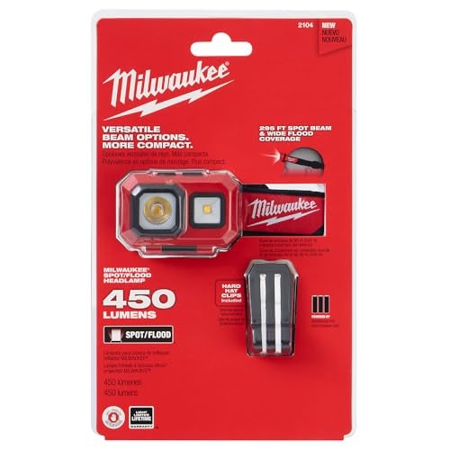 Milwaukee 2104 Spot Flood 450 Lumens Adjustable Hard Hat Headlamp Light - Image 2