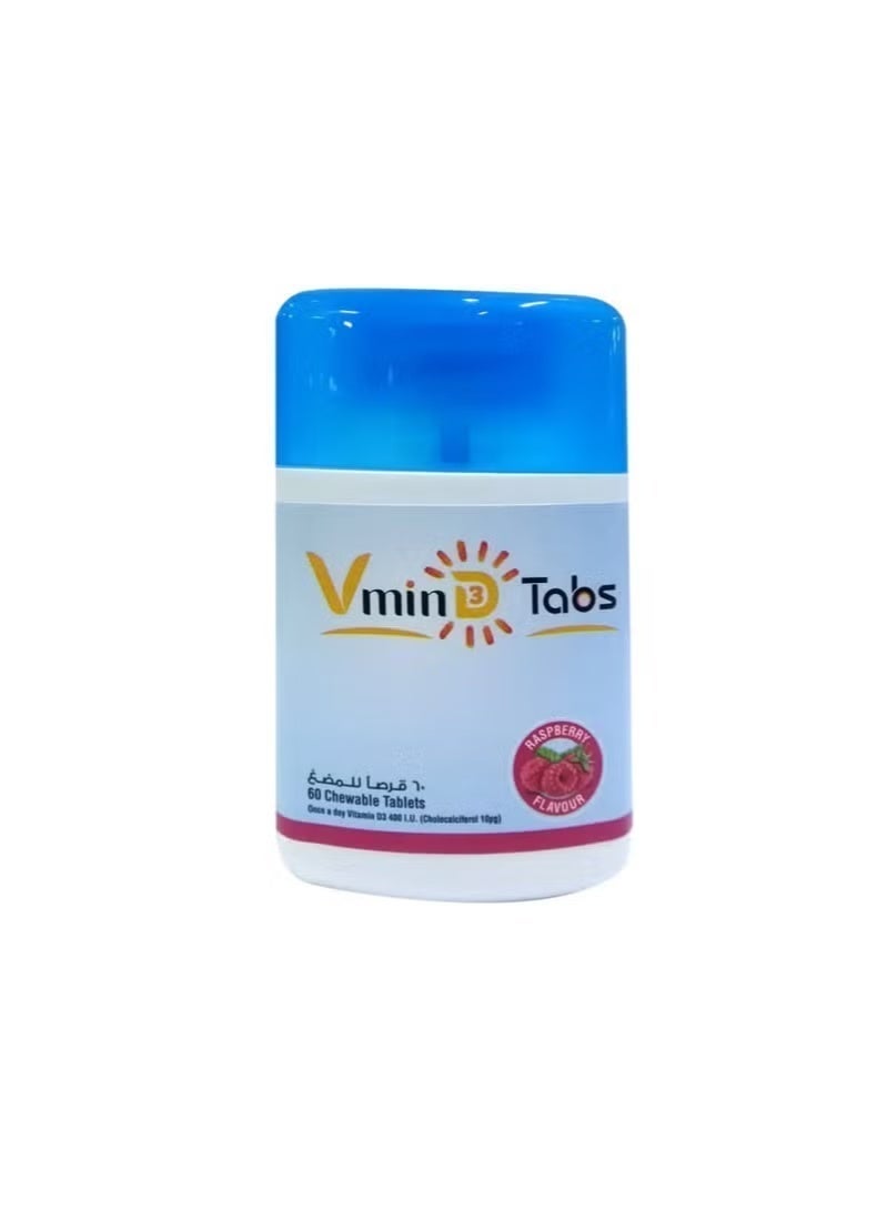VminD3 400IU Vitamin D Kids Chewable Tablets Raspberry Flavor, Pack of 60’s