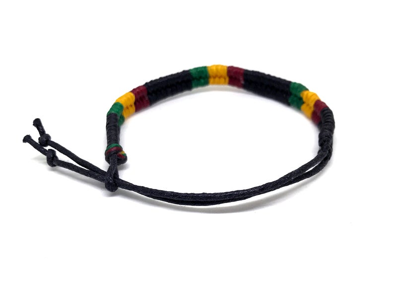 HawaiianCraftier Rasta Braided Cotton Bracelet - Jamaican Adjustable Wristband for Men Women - Image 2