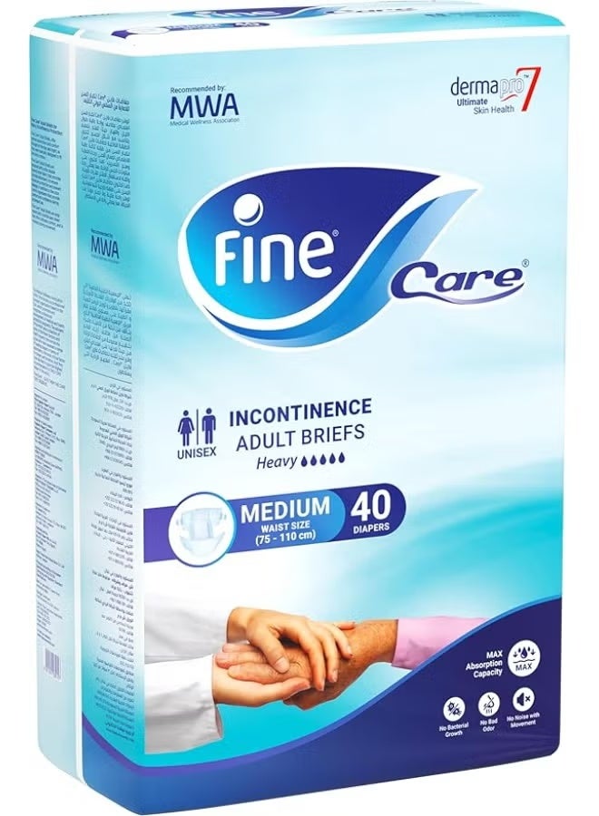 فاين كير حفاضات كبار السن للتبول اللاإرادي (مقاس متوسط) – امتصاص قوي وحماية كاملة – مريحة وعملية، عبوة 40 حفاضة - Image 2