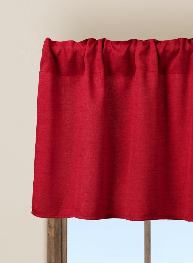 WOSIBO 2 Pack Blackout Window Valance Burlap Tan Rod Pocket Farmhouse Style Window Treatment Decor Curtains for Kitchen Bathroom Living Room 16" x 56" (Red) - Image 4