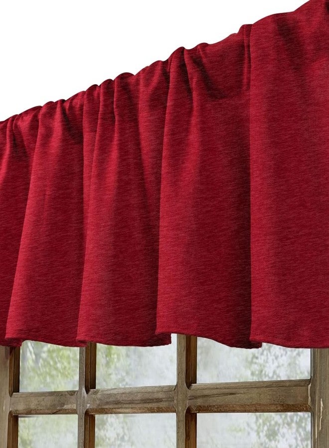WOSIBO 2 Pack Blackout Window Valance Burlap Tan Rod Pocket Farmhouse Style Window Treatment Decor Curtains for Kitchen Bathroom Living Room 16" x 56" (Red) - Image 3