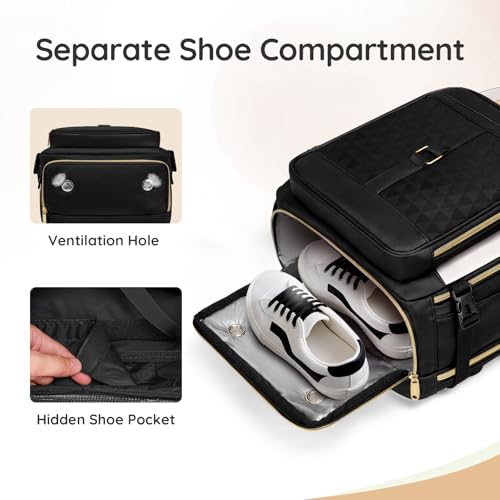 Taygeer Carry on Backpack for Airplanes, TSA Travel Backpack with Shoe Compartment & Luggage Tags, Airline Personal Item Bag for Women Teens, Black - Image 4