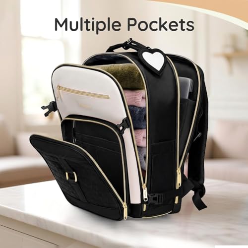 Taygeer Carry on Backpack for Airplanes, TSA Travel Backpack with Shoe Compartment & Luggage Tags, Airline Personal Item Bag for Women Teens, Black - Image 5