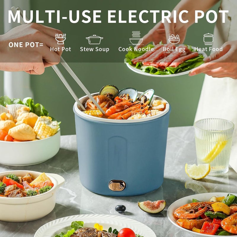 Excefore Hot Pot Electric, 1L Mini Ramen Cooker, Rapid Noodles Cooker, Multifunctional Electric Pot for Cooking Pasta, Egg, Soup, Portable Pot with Over Heating Protection for Dorm, Office, Travel - Image 4