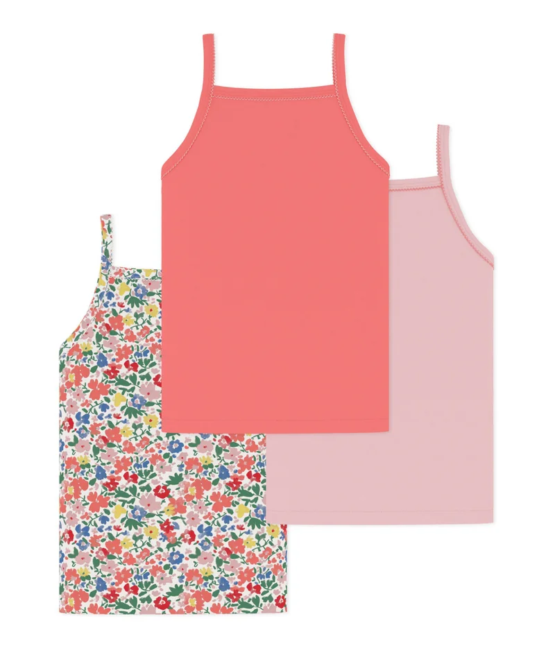 بيتي باتو Pack Of Children's Floral Cotton Tank Tops
