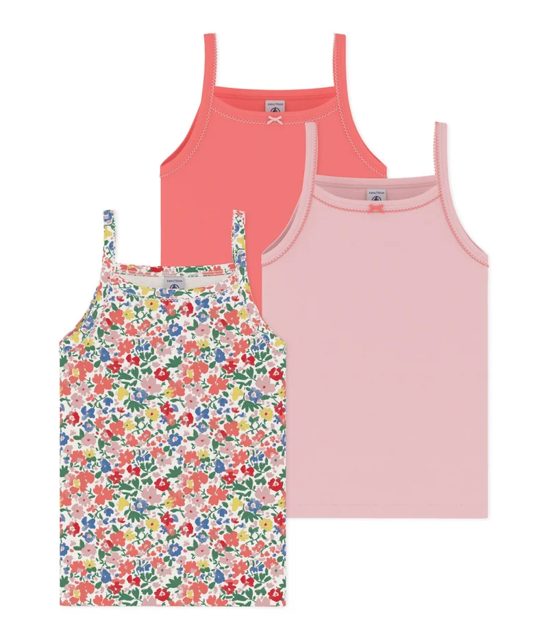 بيتي باتو Pack Of Children's Floral Cotton Tank Tops