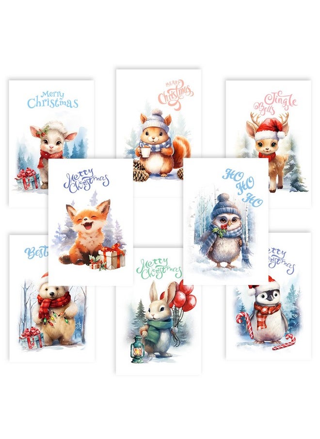 DERAYEE 24Pcs Christmas Cards With Envelopes, Merry Christmas Cards Bulk Winter Greeting Cards For Xmas Holiday (8 Animal Design)  - Image 1