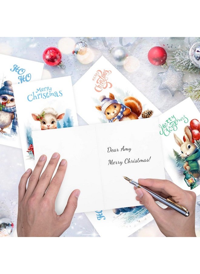 DERAYEE 24Pcs Christmas Cards With Envelopes, Merry Christmas Cards Bulk Winter Greeting Cards For Xmas Holiday (8 Animal Design)  - Image 4