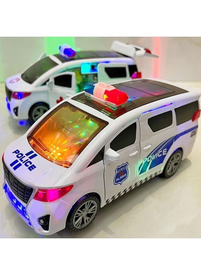 Toy Box Police Car For Kids With Siren Sound Effects Colourful Flashing Light, Automatic Open Door  - Image 3