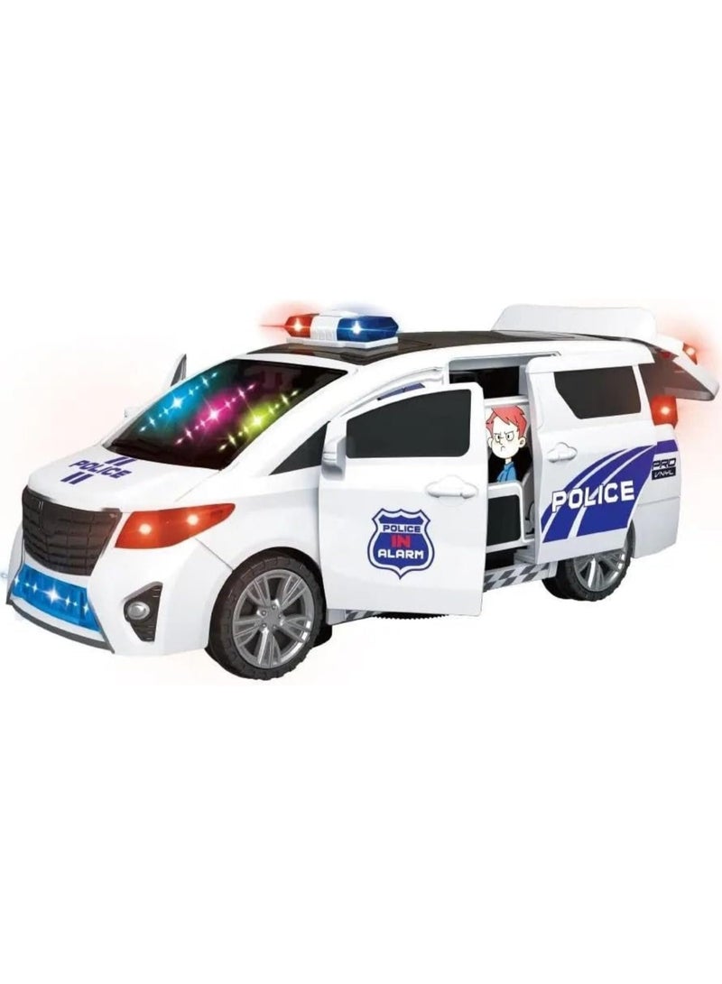 Toy Box Police Car For Kids With Siren Sound Effects Colourful Flashing Light, Automatic Open Door  - Image 1