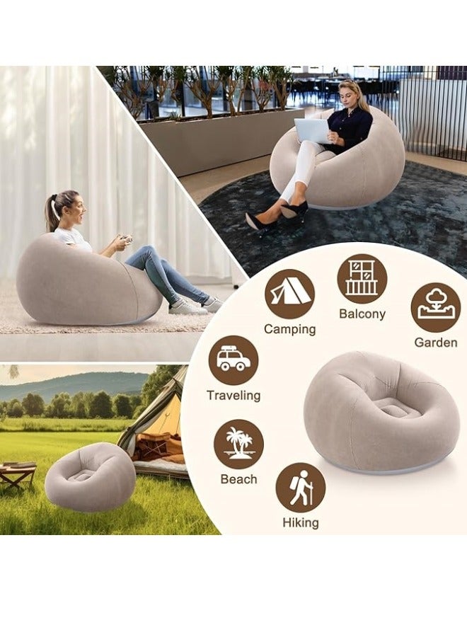 Aikenn 2PCS Bean Bag,Bean Bag Chair,Inflatable Bean Bag Sofa,Leisure Inflatable Bean Bag,Inflatable Lazy Sofa,Portable Inflatable Bean Bag Chair,Foldable,PVC Flocking,With Air Pump Suitable For Bedroom Living Room And Camping,110*110*85cm(Brown) - Image 5
