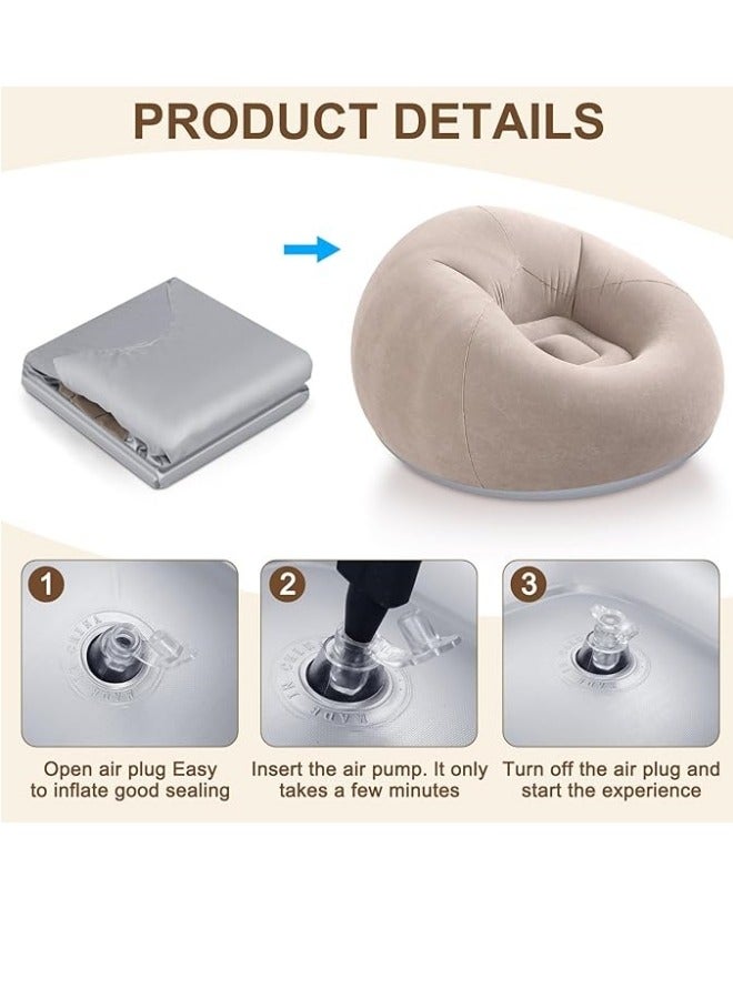 Aikenn 2PCS Bean Bag,Bean Bag Chair,Inflatable Bean Bag Sofa,Leisure Inflatable Bean Bag,Inflatable Lazy Sofa,Portable Inflatable Bean Bag Chair,Foldable,PVC Flocking,With Air Pump Suitable For Bedroom Living Room And Camping,110*110*85cm(Brown) - Image 3