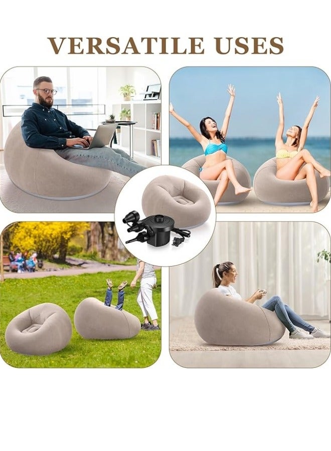 Aikenn 2PCS Bean Bag,Bean Bag Chair,Inflatable Bean Bag Sofa,Leisure Inflatable Bean Bag,Inflatable Lazy Sofa,Portable Inflatable Bean Bag Chair,Foldable,PVC Flocking,With Air Pump Suitable For Bedroom Living Room And Camping,110*110*85cm(Brown) - Image 4