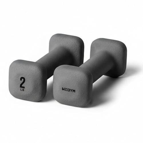 WeGym SafeGrip Square Dumbbells with Anti Slip Handles, Aesthetic Free Weights for Home Workouts, Stable Design Prevents Rolling during Floor Exercises (2LB, Pair Slate) - Image 1