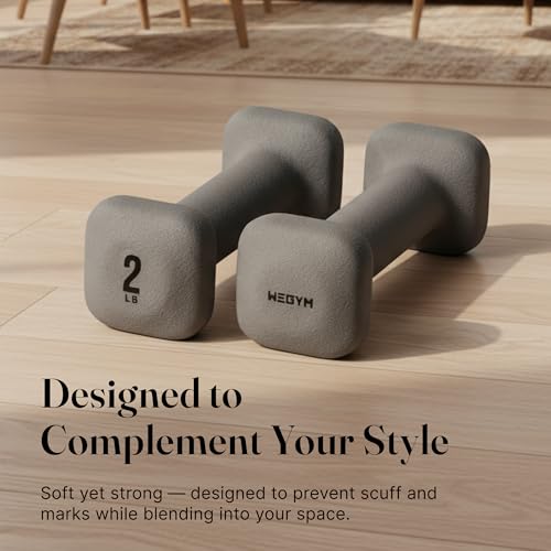 WeGym SafeGrip Square Dumbbells with Anti Slip Handles, Aesthetic Free Weights for Home Workouts, Stable Design Prevents Rolling during Floor Exercises (2LB, Pair Slate) - Image 4
