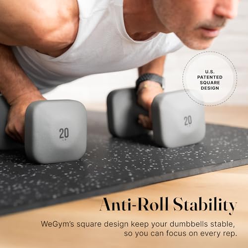 WeGym SafeGrip Square Dumbbells with Anti Slip Handles, Aesthetic Free Weights for Home Workouts, Stable Design Prevents Rolling during Floor Exercises (2LB, Pair Slate) - Image 3