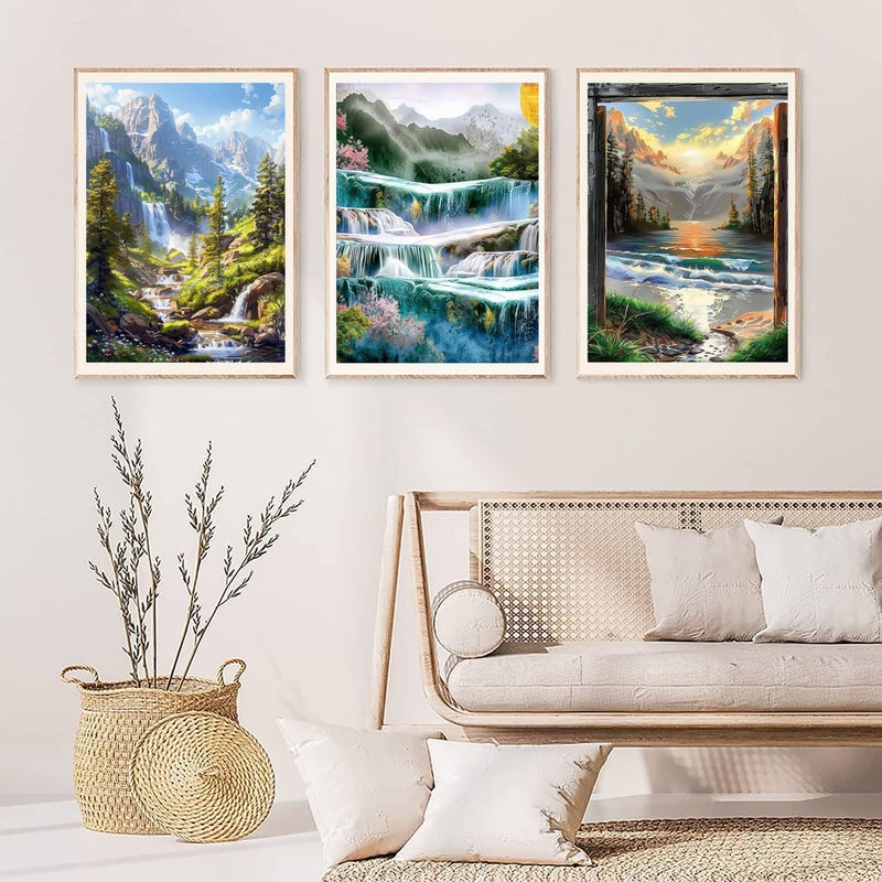 EWJRNSF 6 Pack 5D Diamond Painting Kits for Adults, Landscape Diamond Arts Kits Diamond Art Sets,Gem Painting by Number Kits for Adults Beginners Home Wall Decor 11.8x15.7 Inches - Image 4