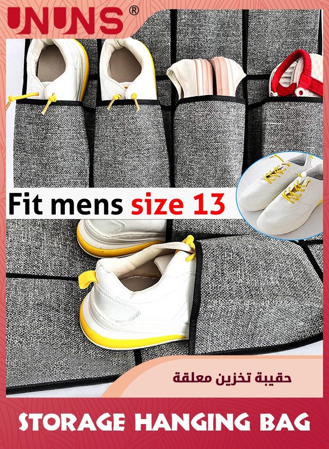 UNUNS Over The Door Shoe Organizer,24 Pocket Strong Space Saving Shoe Organizer,Holds Up To 40 Pounds,Hanging Behind Large Breathable Mesh Pocket,Closet Caddy Holder - Image 5