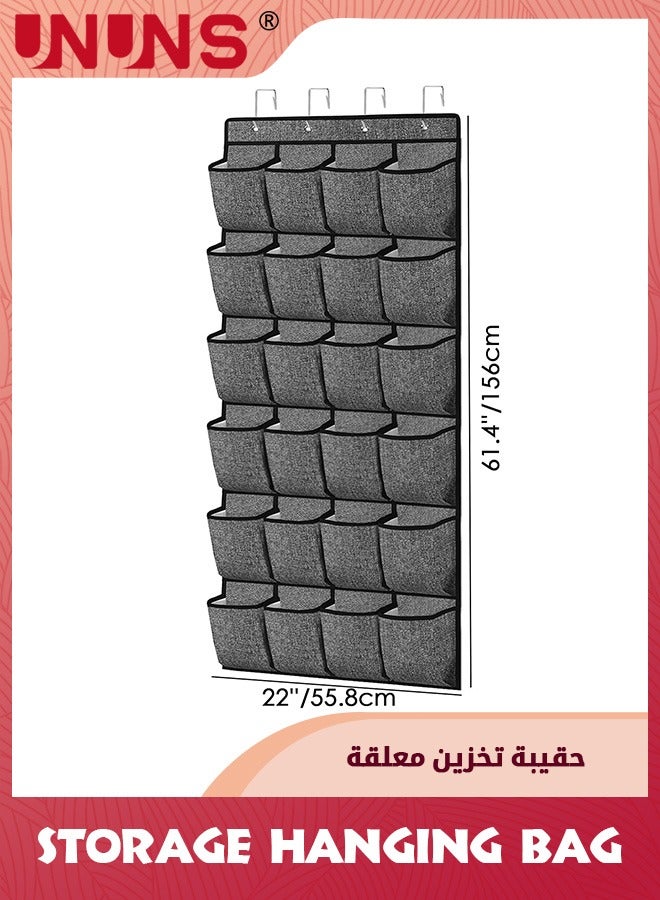 UNUNS Over The Door Shoe Organizer,24 Pocket Strong Space Saving Shoe Organizer,Holds Up To 40 Pounds,Hanging Behind Large Breathable Mesh Pocket,Closet Caddy Holder - Image 2