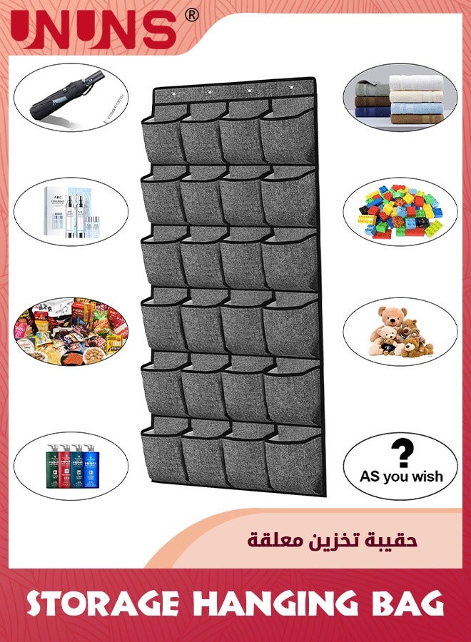 UNUNS Over The Door Shoe Organizer,24 Pocket Strong Space Saving Shoe Organizer,Holds Up To 40 Pounds,Hanging Behind Large Breathable Mesh Pocket,Closet Caddy Holder - Image 3