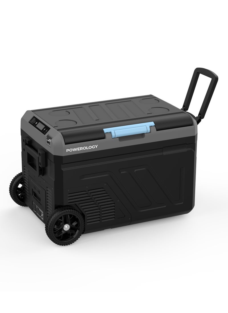 Powerology Portable Fridge 40L with Dual Compartment and Trolly / Smart Fridge and Freezer / High-Efficiency Compressor - Gray  - Image 1