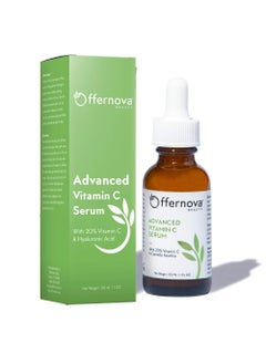 Offernova Organic Vitamin C Serum - 20% Vit C and Hyaluronic Acid Anti Aging Serum for Face, Eyes and Neck. Enhanced Absorption Dark Spot Corrector for Youthful Looking Skin, 1 oz