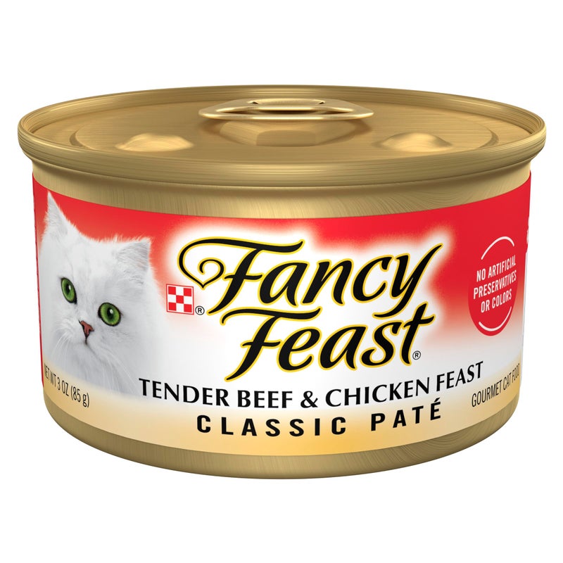 Fancy Feast Purina Fancy Feast Tender Beef and Chicken Feast Classic Grain Free Wet Cat Food Pate - (Pack of 24) 3 oz. Cans - Image 1