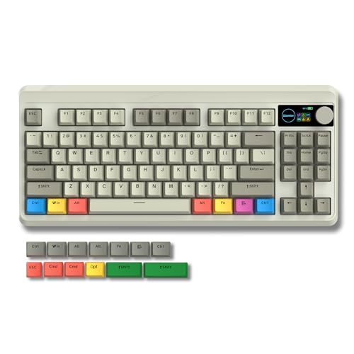 COSTOM Womier Retro 75% Gaming Keyboard with OLED Display&Knob, M87 Pro Bluetooth 5.1/2.4GHz /USB-C Wireless Mechanical Keyboard with Hot-Swappable Custom Switch, Compact Gamer RGB Keyboard-Grey - Image 1
