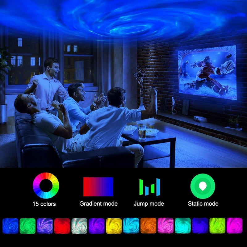 Excefore Galaxy Star Projector Night Light with 15 Colors & Remote – Portable Cordless Aurora Projector for Kids & Adults - Image 2