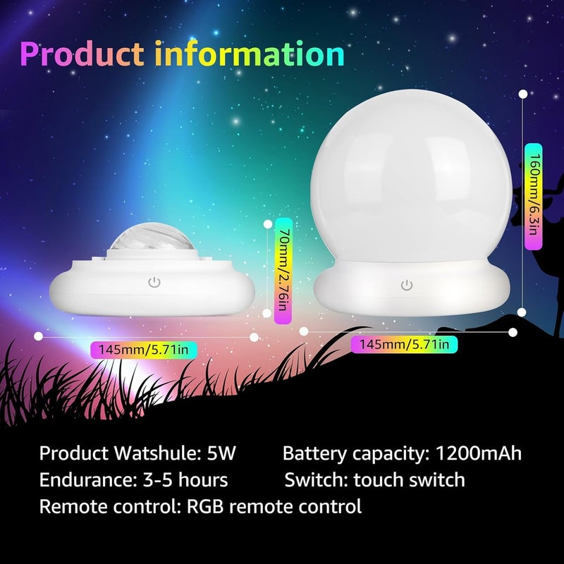 Excefore Galaxy Star Projector Night Light with 15 Colors & Remote – Portable Cordless Aurora Projector for Kids & Adults - Image 5