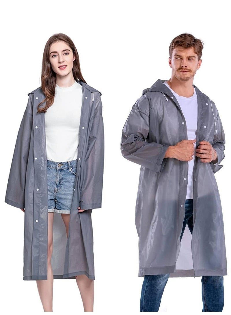 Rain Poncho for Adults 1 Pack EVA Women and Men Reusable Raincoat Jacket Packable Family Fishing Travel Emergency no PVC with Hood Elastic Sleeving - Image 1