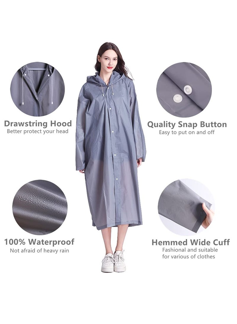 Rain Poncho for Adults 1 Pack EVA Women and Men Reusable Raincoat Jacket Packable Family Fishing Travel Emergency no PVC with Hood Elastic Sleeving - Image 2